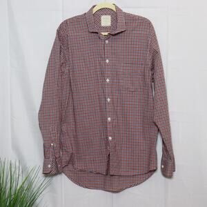 Billy Reid Gingham‎ Button Down Shirt Size L Americana Prep Heritage